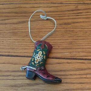 Western Boot Ornament with Floral Design